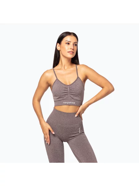 Fitness podprsenka Carpatree Allure Seamless brown melange pepper corn hnědá
