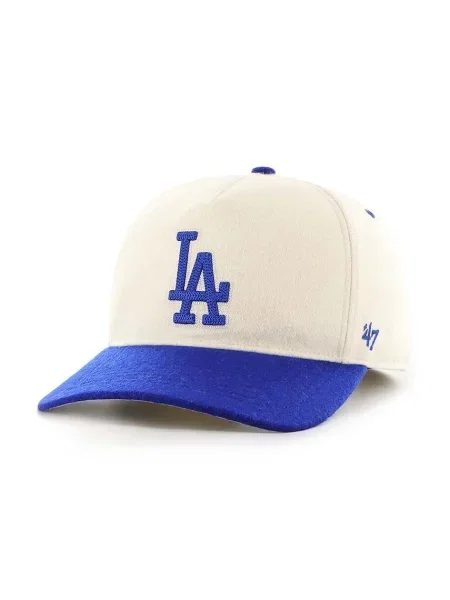 Шапка с козирка с вълна 47 brand MLB Los Angeles Dodgers с апликация бежово