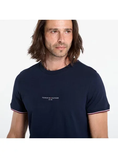 Koszulka Tommy Hilfiger Tommy Logo Tipped Tee Blue L niebieska