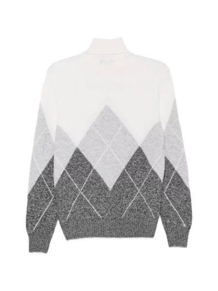 Pulover Barba cu model argyle alb