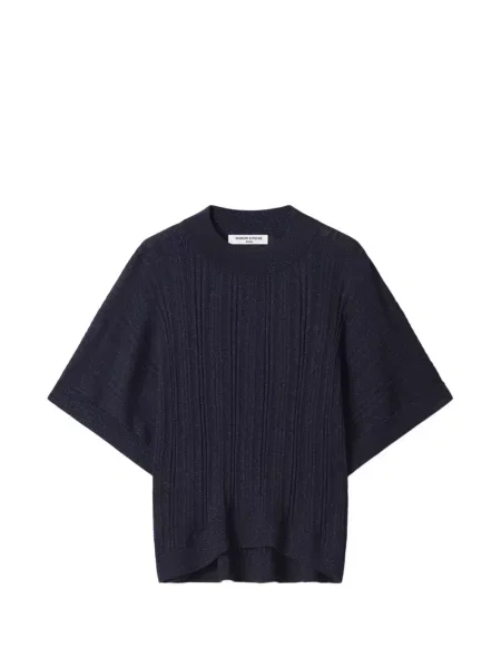Tricou Maison Kitsune tricotate albastru