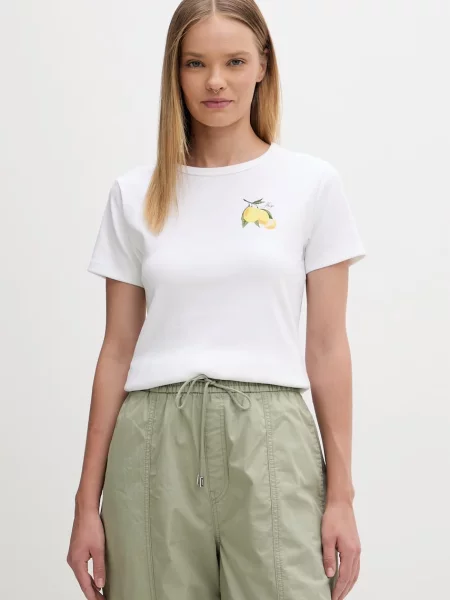 HUGO kratka majica z bombažem bela