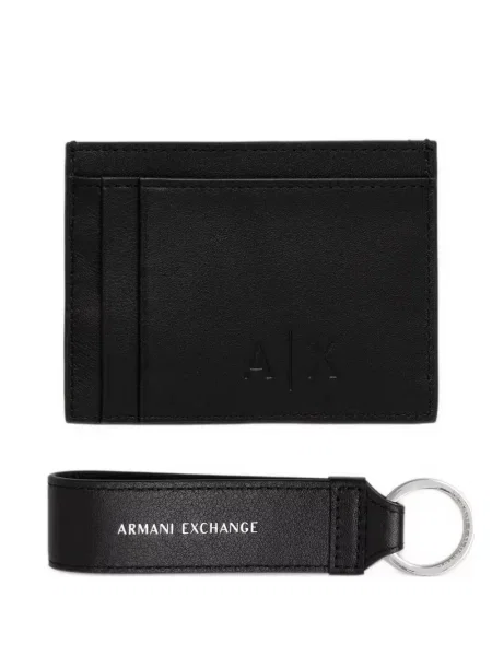 Δερμάτινος πορτοφόλι Armani Exchange μαύρο