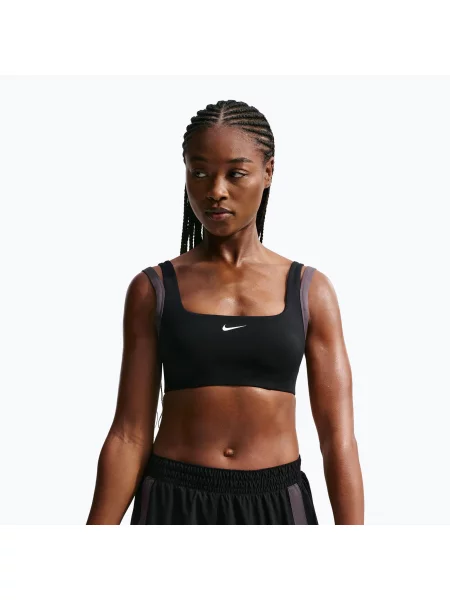 Спортен сутиен Nike One Light Support black/thunder grey/white бяло