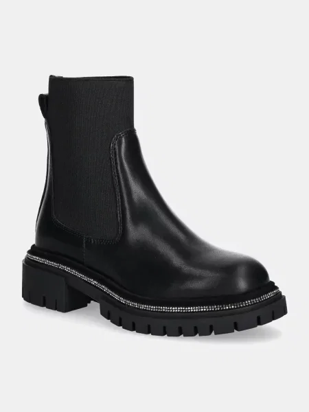 Кожени боти челси Steve Madden Offline с платформа черно