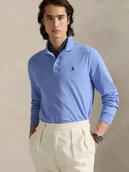 Тениска с дълъг ръкав Polo Ralph Lauren синьо