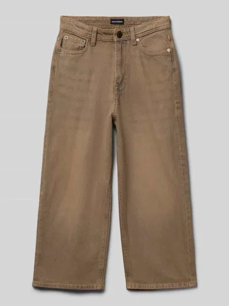 Jeansy o kroju straight fit z naszywką z logo model ‘Iron’ Jack & Jones beżowe