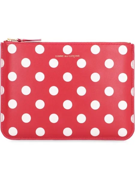 Portfel Comme Des Garcons skórzany w grochy czerwony