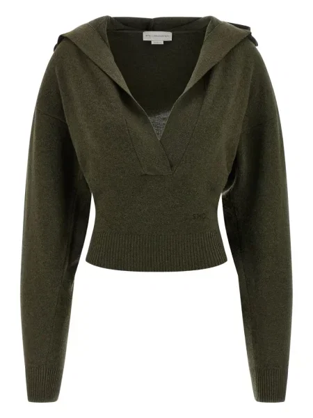 Pulover Stella Mccartney cu glugă cu decolteu în V verde