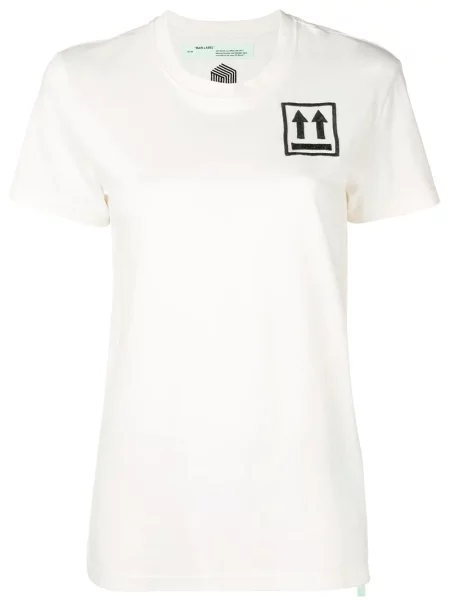 Tricou Off-white cu broderie alb
