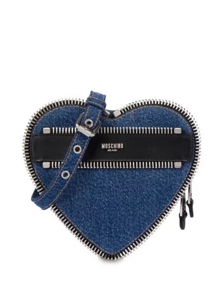 Torebka crossbody Moschino w serca niebieska