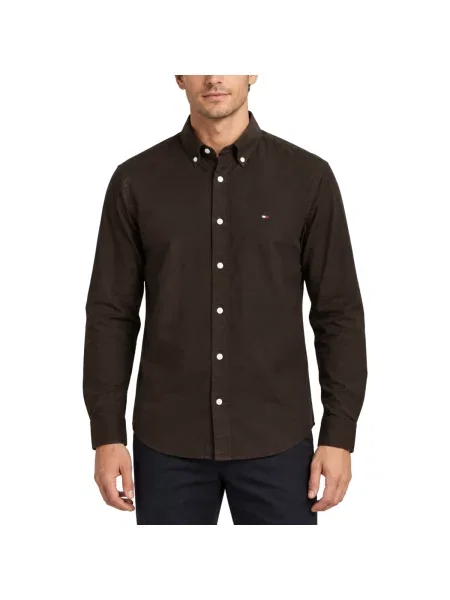 TOMMY HILFIGER Cămașă HERITAGE ciocolatiu maro