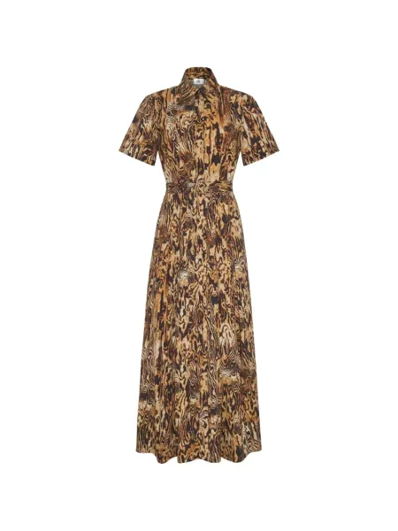 Rochie midi Adam Lippes cu imagine cu imprimeu abstract maro