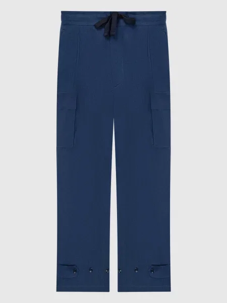 Штани карго з льону з патчем логотипа Dolce&gabbana сині