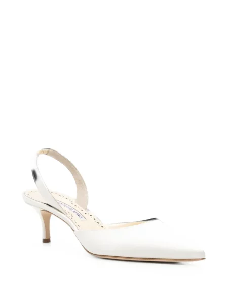 Pantofi cu toc Manolo Blahnik slingback alb