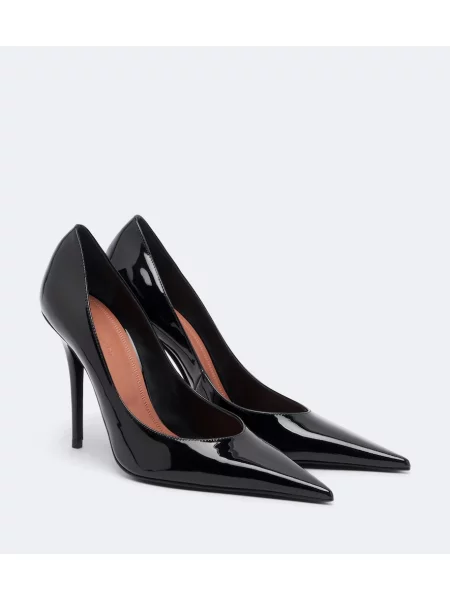 Pantofi cu toc Amina Muaddi din piele de lac negru