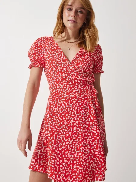 Happiness İstanbul Ljetna haljina narančasto / bijela crvena