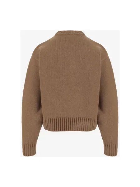 Sweter Patou z kaszmiru z logo brązowy