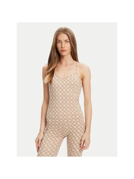 Guess Marškinėliai Slim Fit smėlio