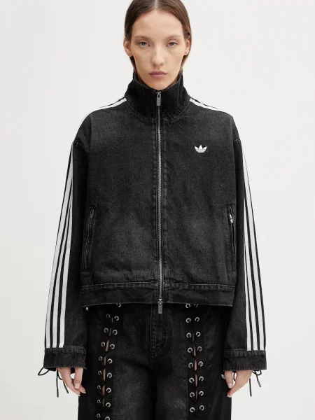 Adidas Originals Κοντό μπουφάν γυναικείο ντένιμ μαύρο