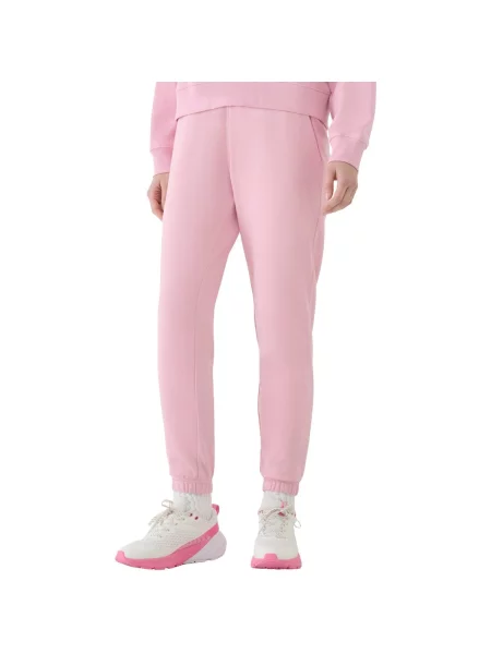 4F spodnie z dzianiny french terry z kolekcji basic L różowe
