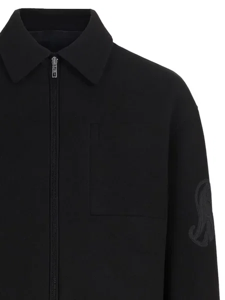 Подрязан яке Jil Sander бродирано черно