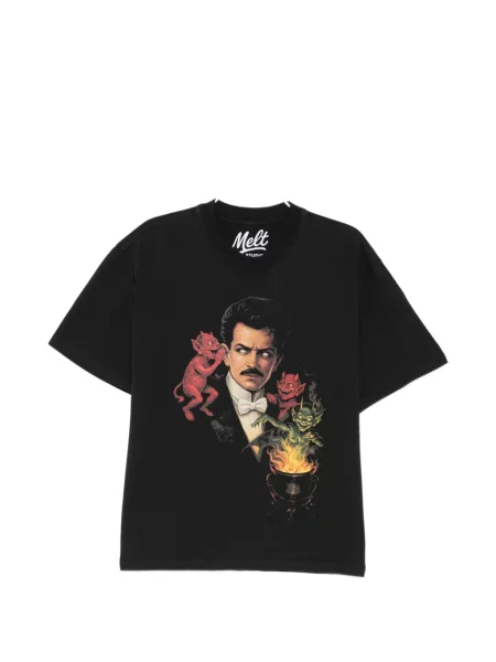 Tricou Melt cu imagine cu decolteu rotund negru