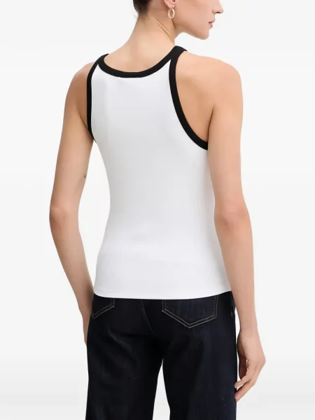 Top Gestuz fără mâneci alb