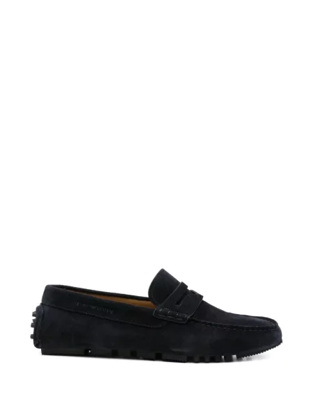 Pantofi loafer Emporio Armani din piele de căprioară albastru