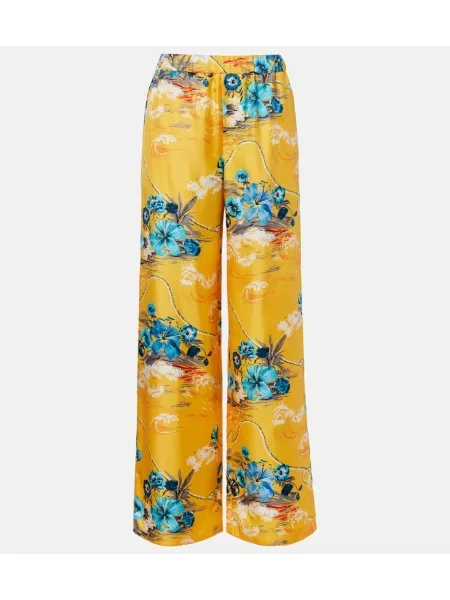 Pantaloni palazzo Gucci de mătase cu imagine portocaliu
