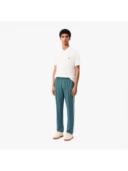 Lacoste Spodnie Dresowe Żakardowe Z Monogramem Paris zielone