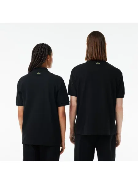 Lacoste Oryginalna Koszulka Polo Loose Fit Z Krokodylem Z Lat czarna