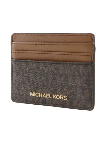 Portfel Michael Kors skórzany z logo brązowy