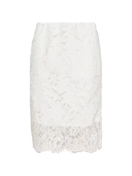 Fustă tip creion N°21 cu model floral din dantelă alb