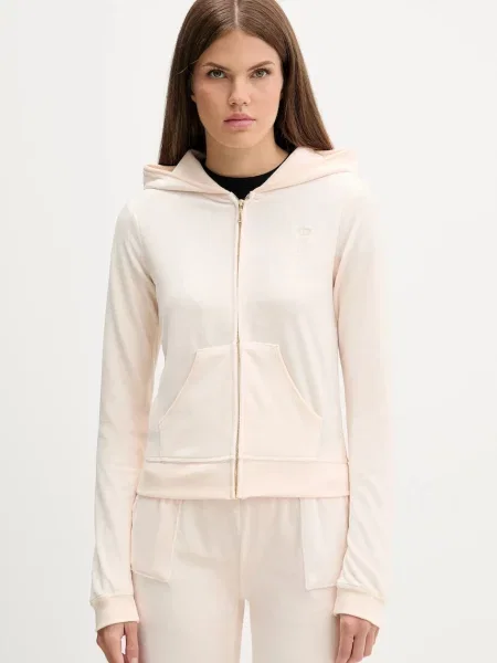 Juicy Couture bluza HERITAGE ROBYN HOODIE z kapturem z aplikacją beżowy