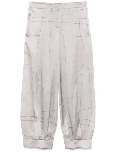 Pantaloni Giorgio Armani de mătase cu imagine gri