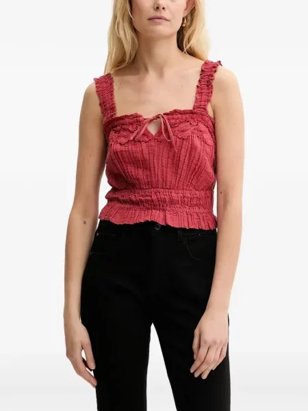 Top Guess cu broderie roșu