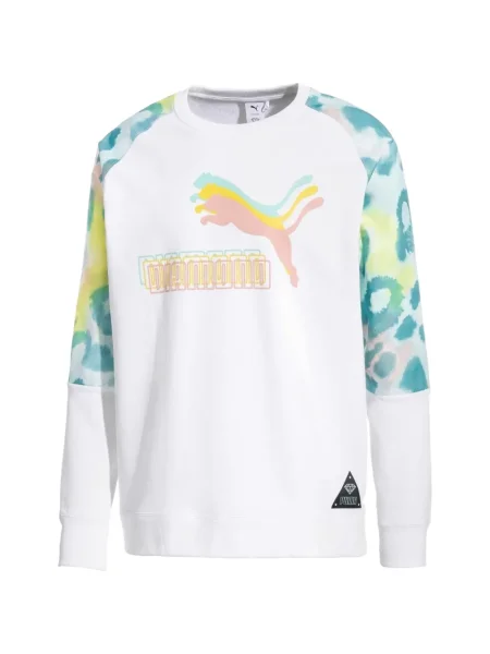 Диамант суитчър Puma с кръгло деколте бяло