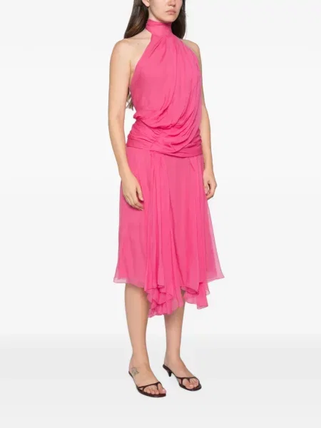 Rochie Alberta Ferretti drapată cu gât halter roz