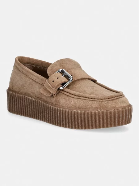 Weekend Max Mara loafers slip-on pentru femei din piele întoarsă maro