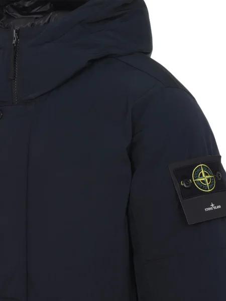 Palton Stone Island din țesătură twill cu strasuri albastru
