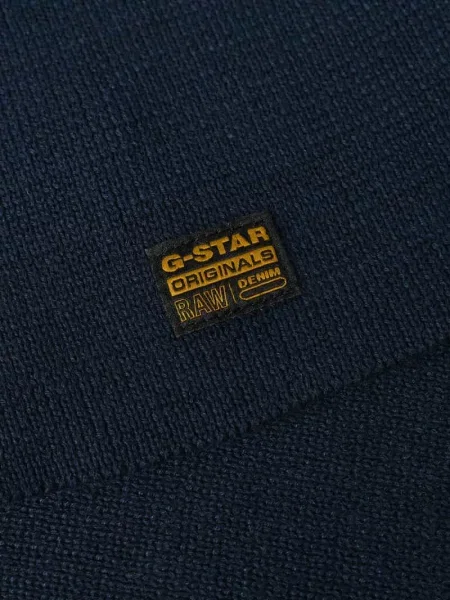 Szal z detalem z logo granatowa