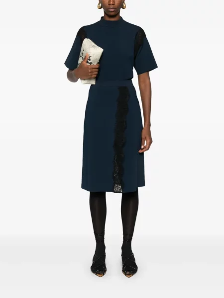Nėriniuotas midi sijonas Stella Mccartney mėlyna