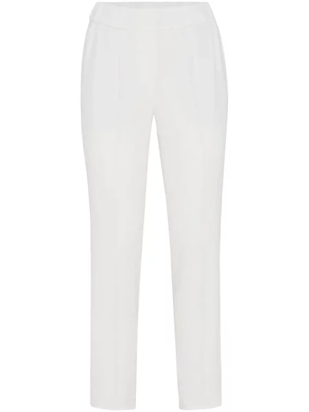 Cropp pantaloni Brunello Cucinelli de mătase alb