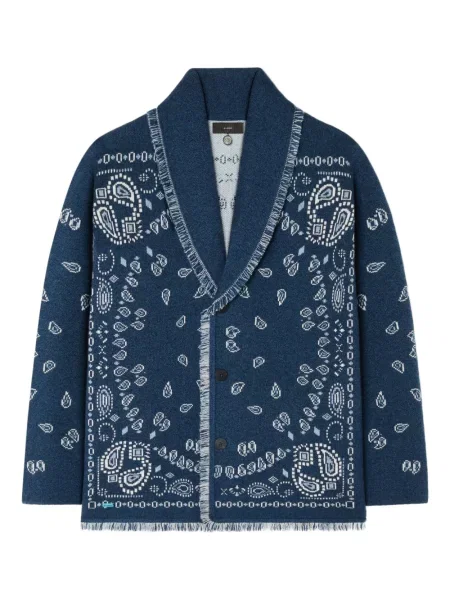 Cardigan Alanui cu model paisley din jacard albastru