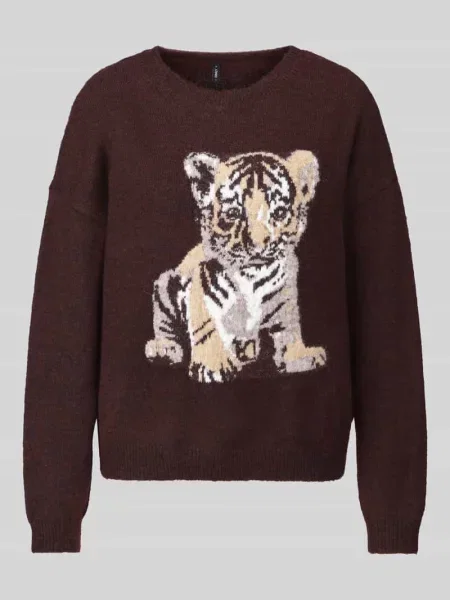 Sweter z intarsją z motywem tygrysa Only