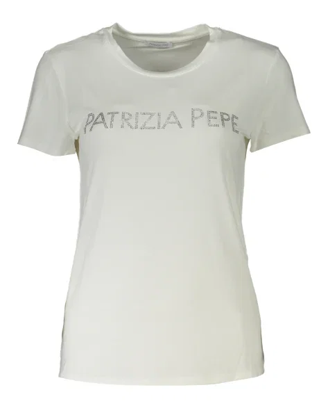 Krótka koszulka Patrizia Pepe z krótkim rękawem biała