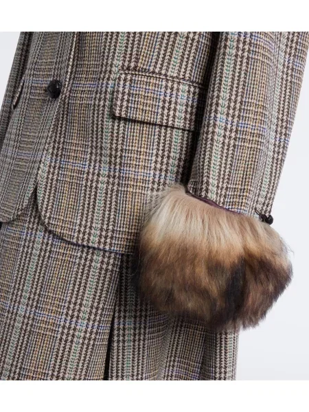 Gyapjú kockás zakó Acne Studios barna