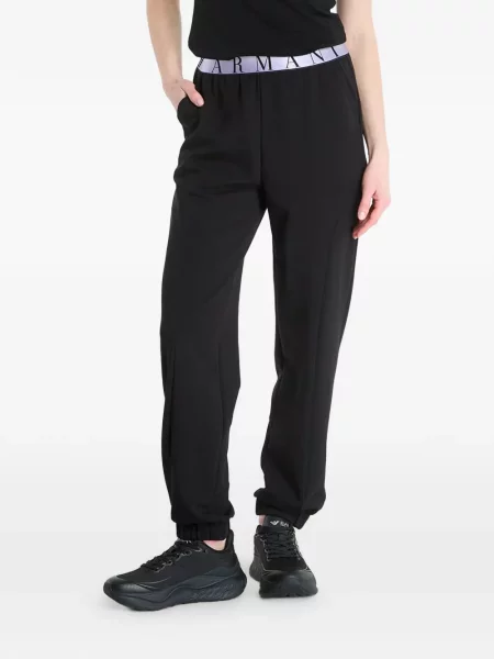 Pantaloni Ea7 Emporio Armani alergare cu autograf negru
