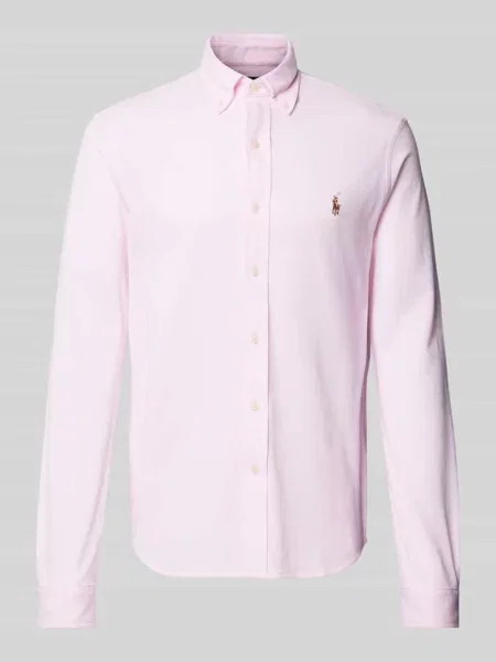 Koszula casualowa o kroju slim fit z wyhaftowanym logo Polo Ralph Lauren różowa